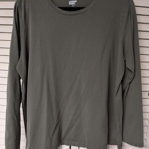 Lands' End Women's Long-Sleeve Crewneck Shirt - Olive